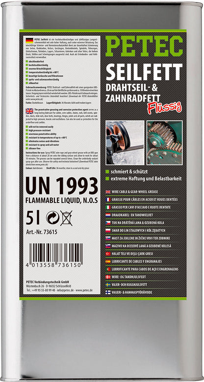 PETEC Seilfett, Drahtseil- & Zahnradfett - 5L
