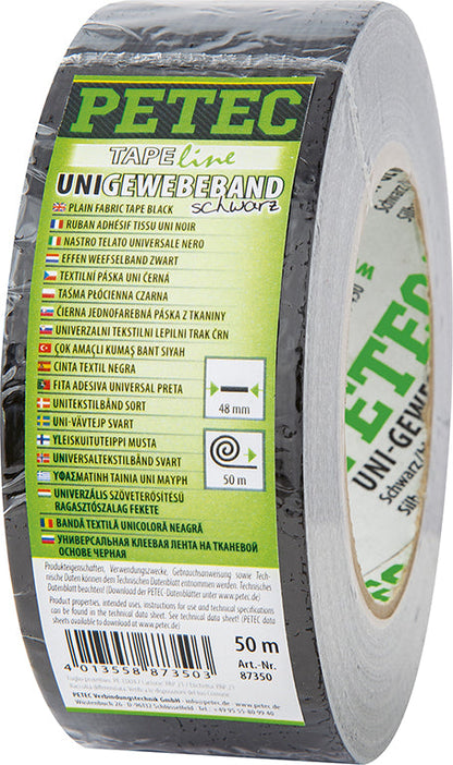 PETEC Uni-Gewebeband - schwarz Rolle 50 m x 48 mm x 016 mm