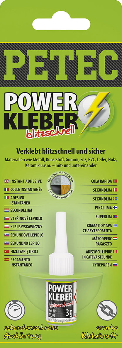 PETEC POWER KLEBER blitzschnell - 3 g Flasche SB-Karte