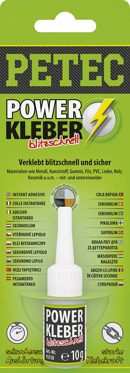 PETEC POWER KLEBER blitzschnell - 10 g Flasche SB-Karte