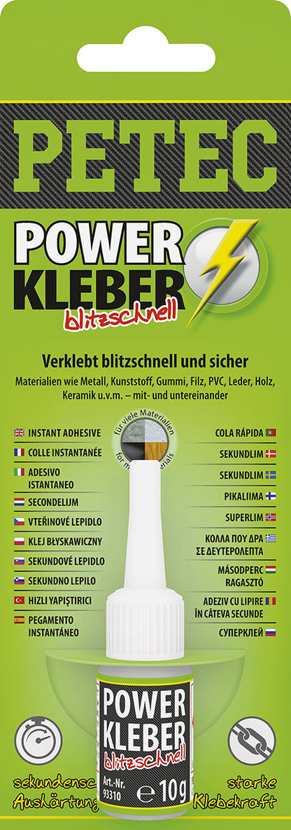 PETEC POWER KLEBER blitzschnell - 10 g Flasche SB-Karte