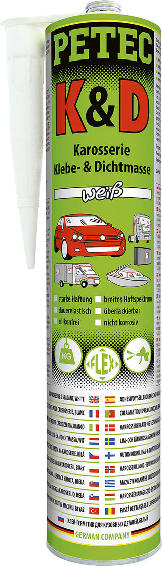 PETEC K&D Karosserie Klebe-&Dichtmasse weiß - 310 ml