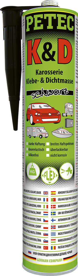 PETEC K&D Karosserie Klebe-&Dichtmasse schwarz - 300 ml