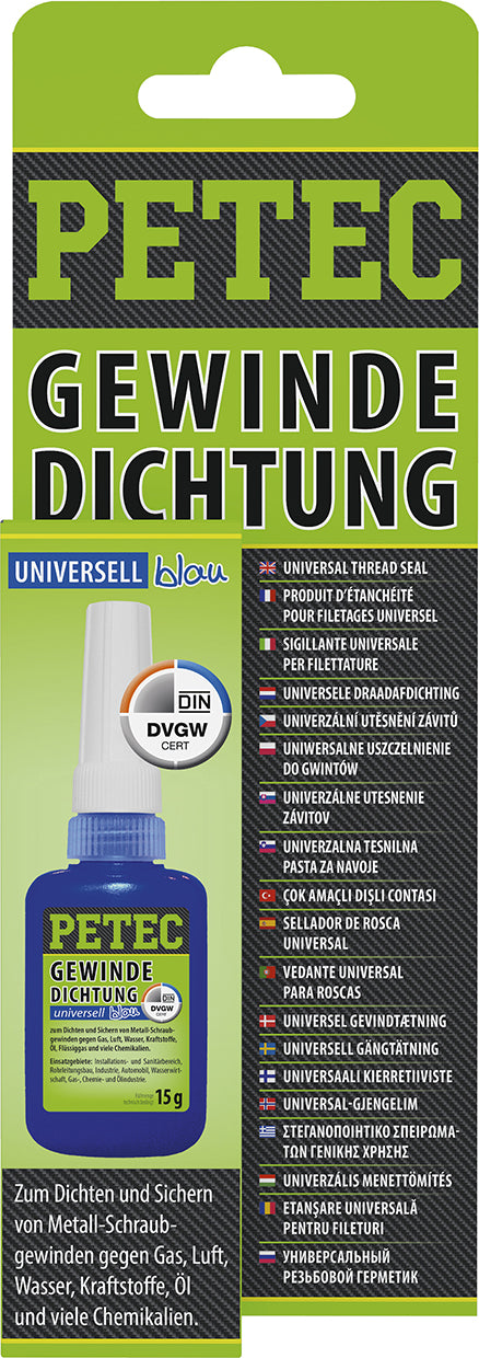 PETEC Gewindedichtung blau - 15 g Flasche SB-Karte