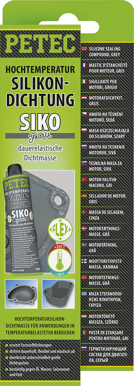 PETEC Hochtemperatur-Silikondichtung, SIKO grau - 70 ml