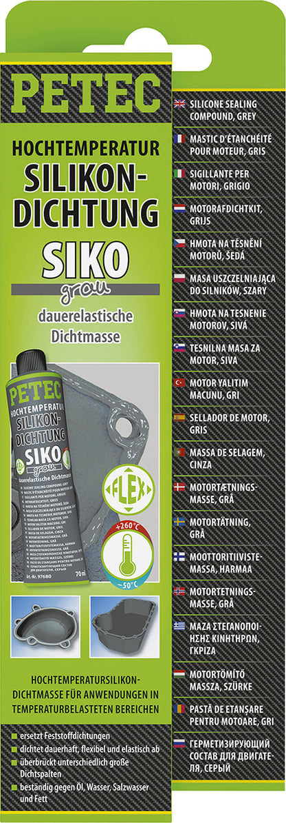 PETEC Hochtemperatur-Silikondichtung, SIKO grau - 70 ml