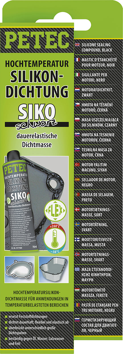 PETEC Hochtemperatur-Silikondichtung, SIKO schwarz - 70 ml