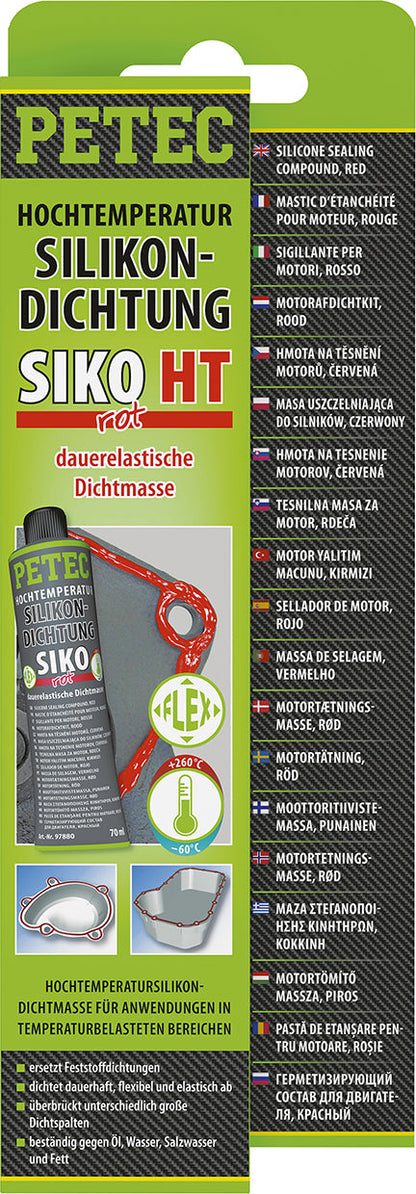 PETEC Hochtemperatur-Silikondichtung, SIKO rot - 70 ml
